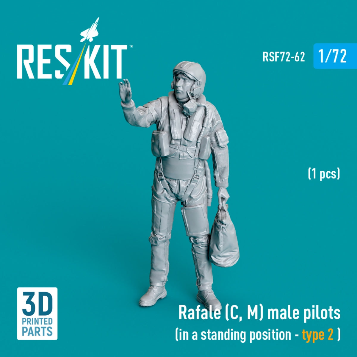 RESKIT RSF72-0062 Rafale (C, M) male pilot (in a standing position - type 2) (1 pcs) (3D Printed) 1/72