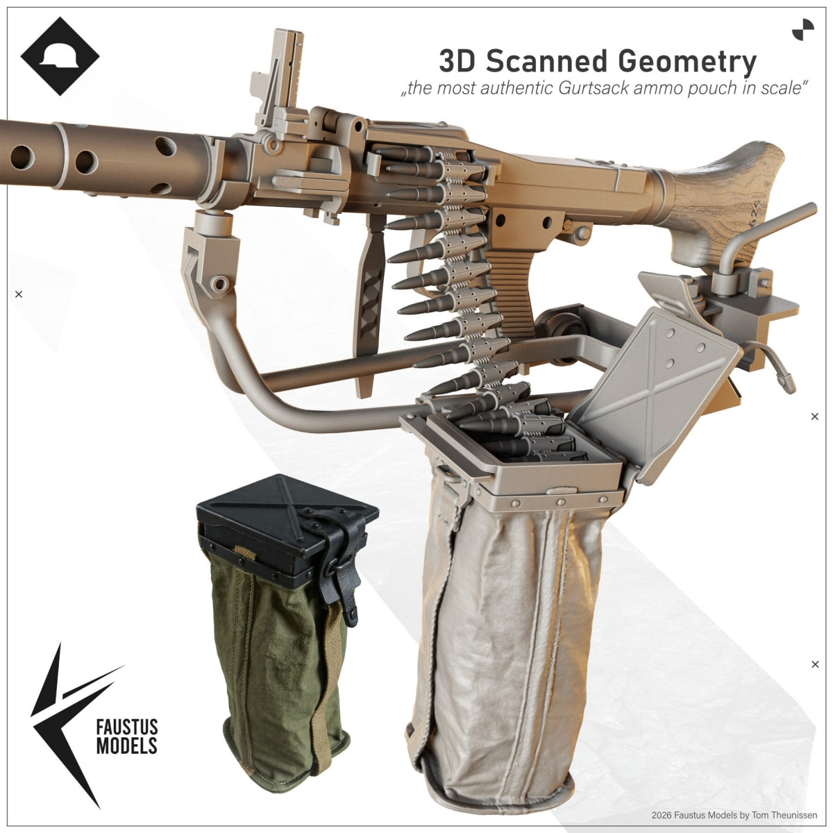 Faustus Models FM35076 Fla-MG Fliegerbeschussgerät MG-34 1/35 [Ultra Detailed German AA Gun Mount WW2] 1/35