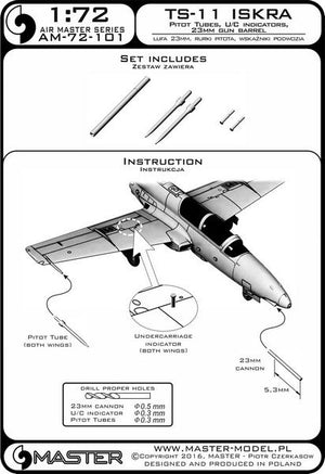 Master AM-72-101 TS-11 Iskra - Pilot Tubes and 23mm gun barrel 1/72 – immagine 3