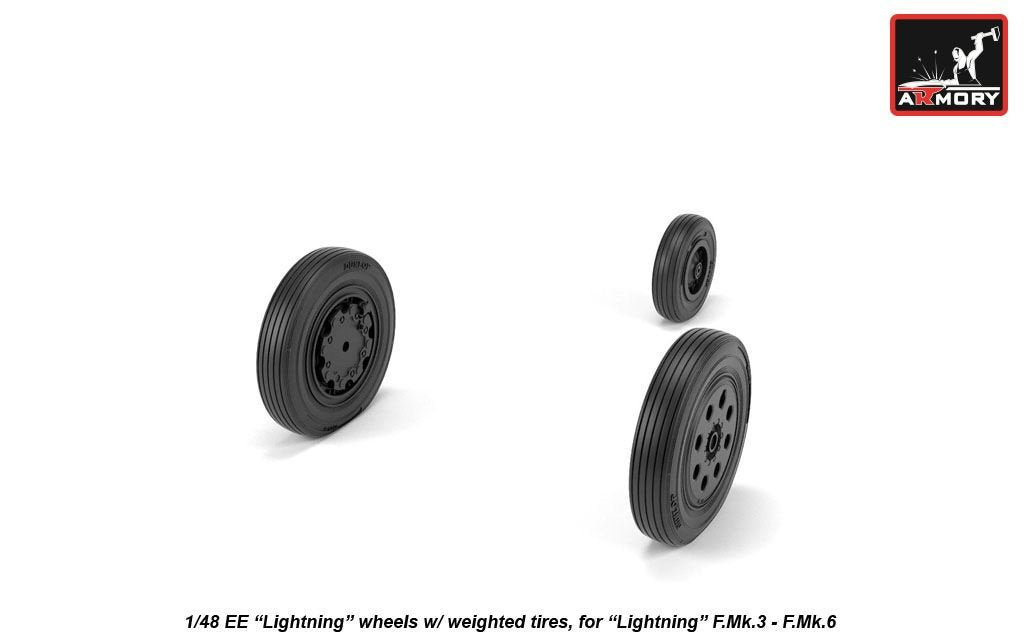 Armory Models AW48408 EE Lightning wheels w/ weighted tires, late 1/48 – immagine 3