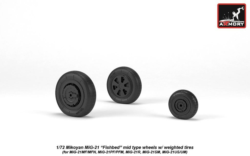 Armory Models AW72049 Mikoyan MiG-21 Fishbed wheels w/ weighted tires, mid 1/72 – Bild 4