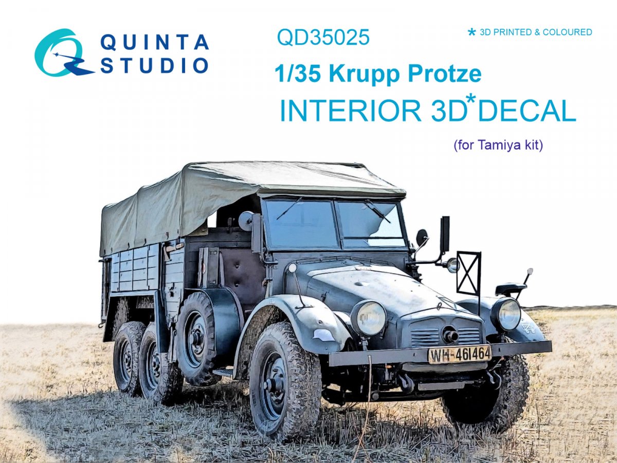 Quinta Studio QD35025 Krupp Protze 3D-Printed &amp;amp; coloured Interior on decal paper (for Tamiya kit) 1/35
