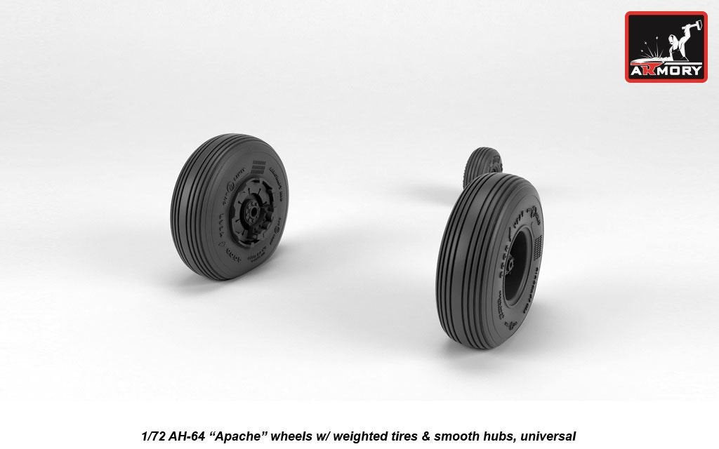 Armory Models AW72335 AH-64 Apache wheels w/ weighted tires, smooth hubs 1/72 – imagen 4