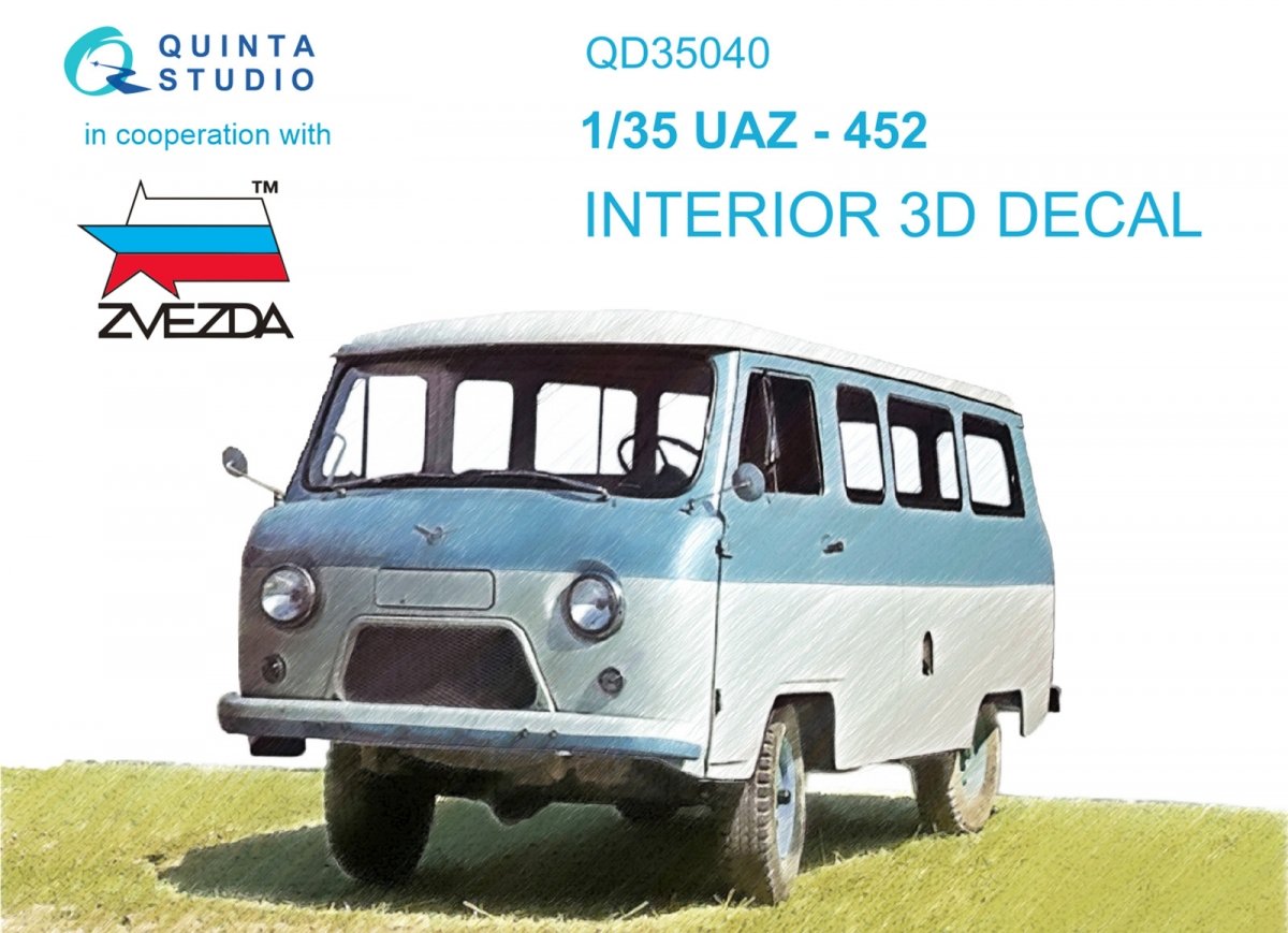 Quinta Studio QD35040 UAZ-452 3D-Printed &amp;amp; coloured Interior on decal paper (Zvezda) 1/35
