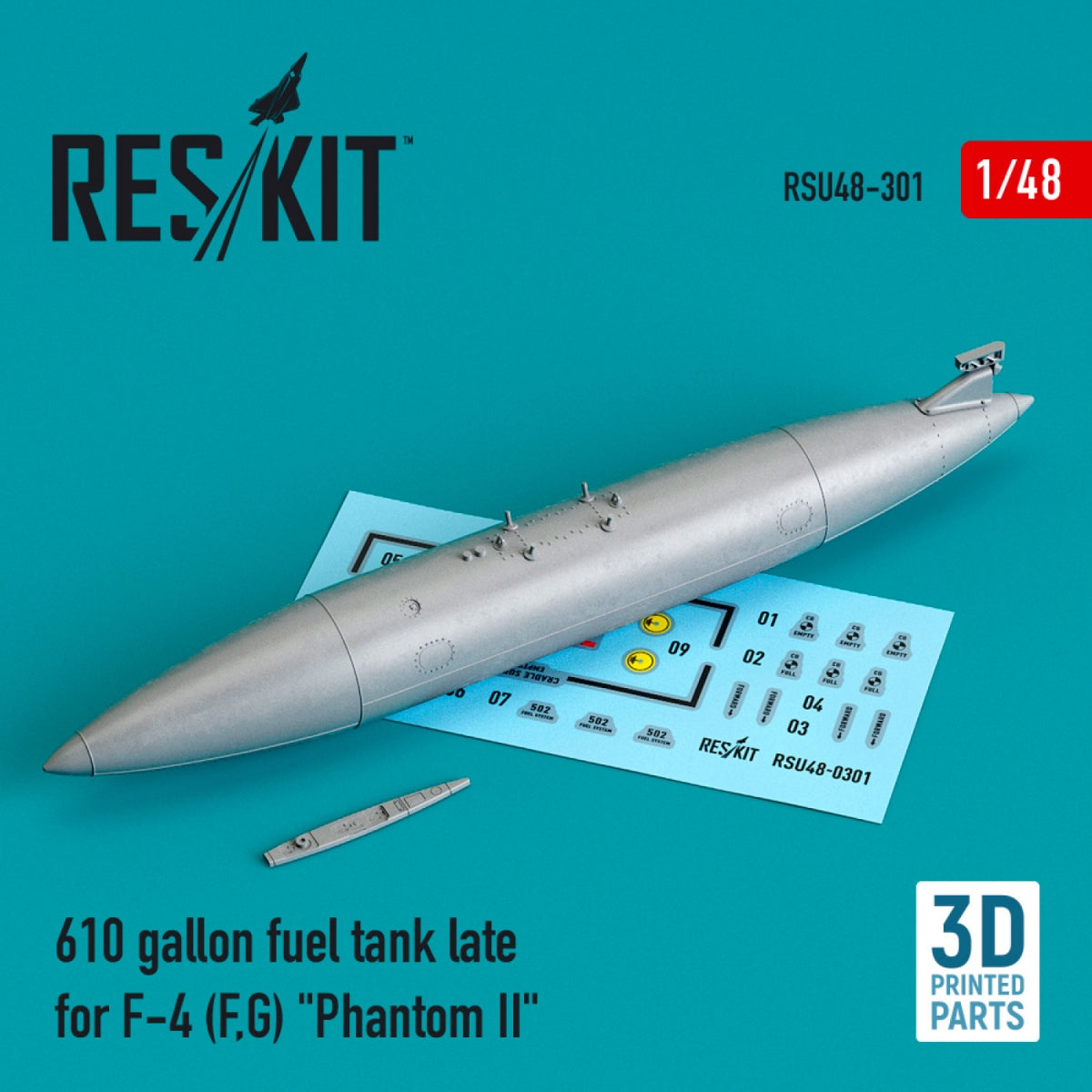 RESKIT RSU48-0301 610 GALLON FUEL TANK LATE F-4 (F,G) "PHANTOM II" (3D PRINTED) 1/48