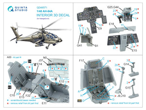 Intérieur imprimé en 3D et coloré sur papier décalcomanie Quinta Studio QD48571 AH-64A (Hasegawa) 1/48 – image 12