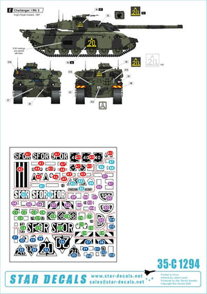 Star Decals 35-C1294 British SFOR mix. Bosnia. Challenger I Mk 3, Challenger 2, Scimitar CVR(T) and FV432 Mk 2 1/35 – immagine 2