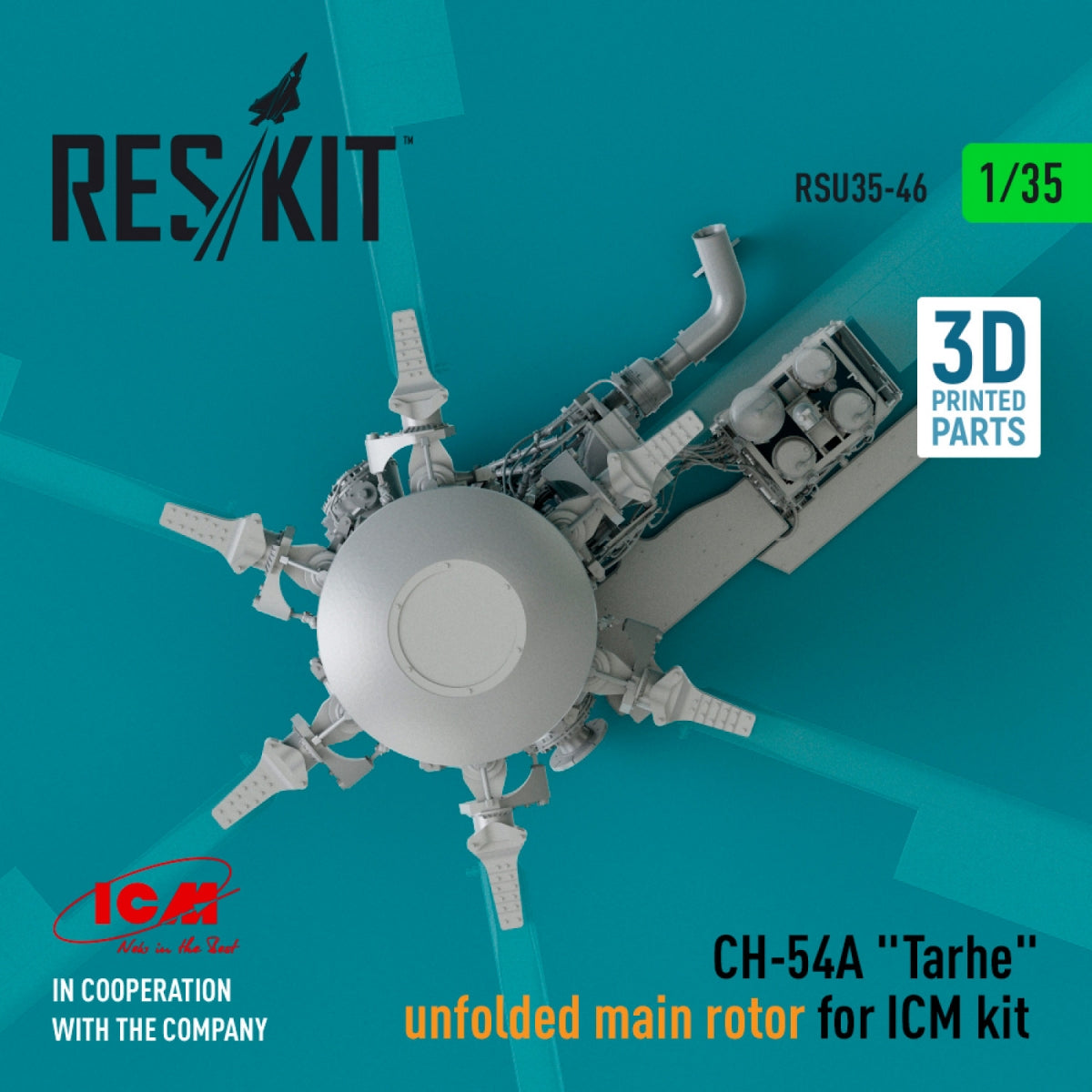 RESKIT RSU35-0046 CH-54A "TARHE" UNFOLDED MAIN ROTOR FOR ICM KIT (3D PRINTED) 1/35