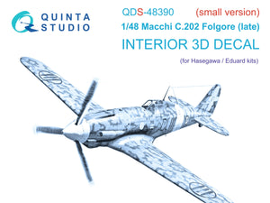 Quinta Studio QDS-48390 Macchi C.202 Folgore Late 3D-Printed &amp;amp; coloured Interior on decal paper (Hasegawa/Eduard) (Small version) 1/48