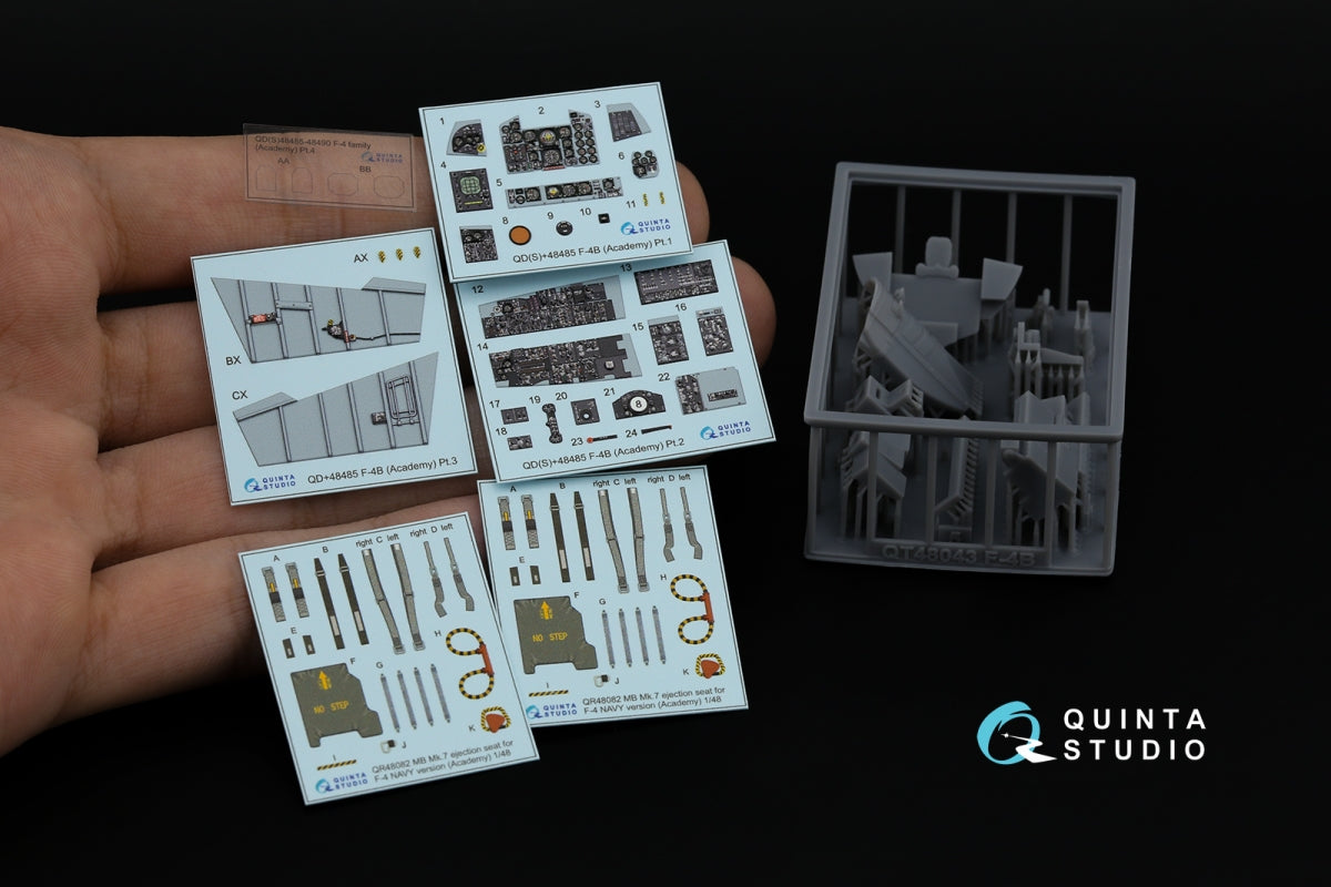 Quinta Studio QD+48485 F-4B Phantom II 3D-Printed &amp;amp; coloured Interior on decal paper (Academy) (with 3D-printed resin parts) 1/48 – imagen 2