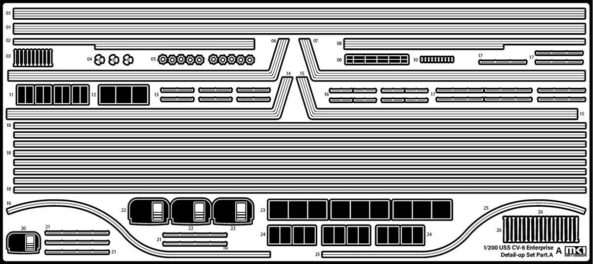 MK1 Design MD-20022 USS CV-6 Enterprise DX with Full Wooden Deck for Trumpeter 1/200 – immagine 68