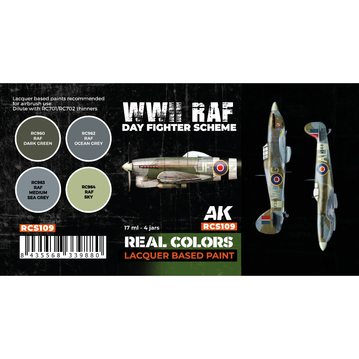 AK Interactive RCS109 WWII RAF Day Fighter Scheme 4x17ml – imagen 2