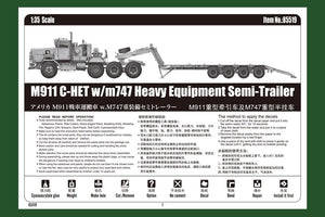 Hobby Boss 85519 M911 C-HET w/m747 Heavy Equipment Semi-Trailer 1/35 – immagine 4