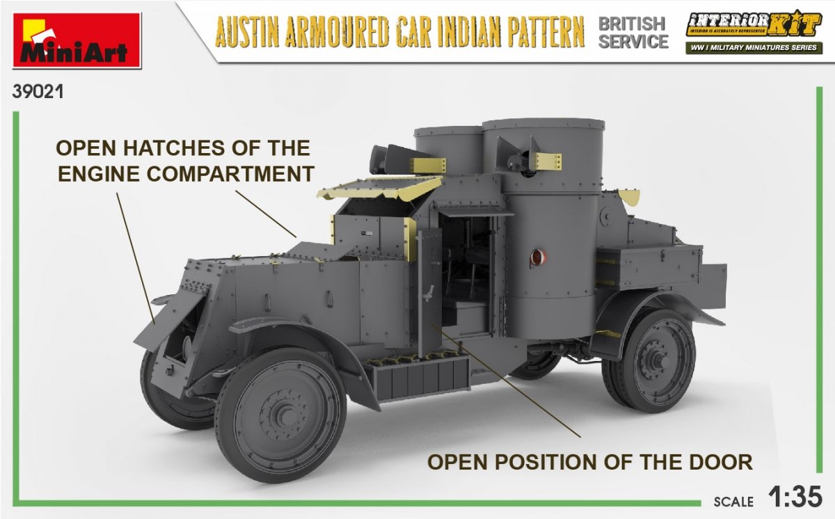 Miniart 39021 AUSTIN ARMOURED CAR INDIAN PATTERN. BRITISH SERVICE. INTERIOR KIT 1/35 – immagine 6