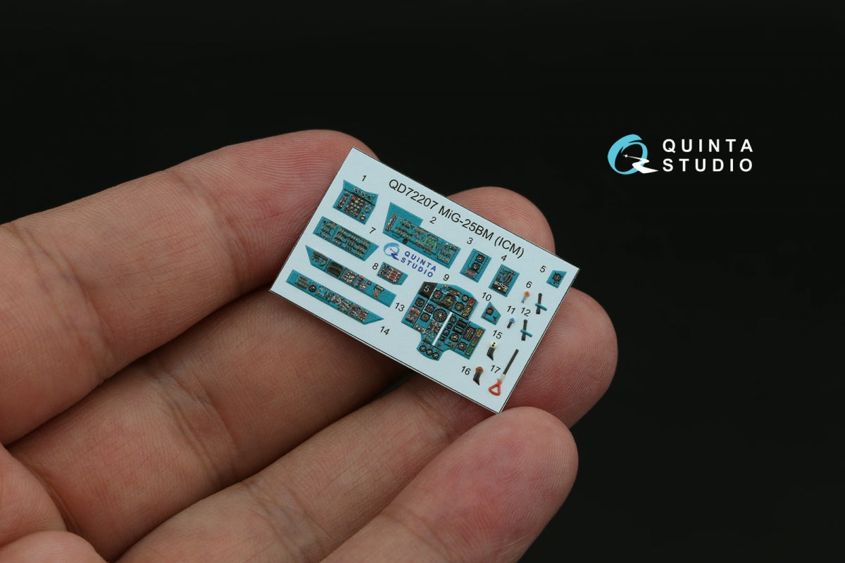 Quinta Studio QD72207 MiG-25BM 3D-Printed &amp; coloured Interior on decal paper (ICM) 1/72