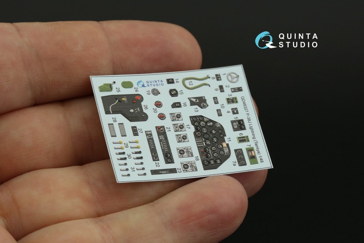 Quinta Studio QD48327 P-38J 3D-Printed &amp;amp; coloured Interior on decal paper (Tamiya) 1/48 – immagine 7