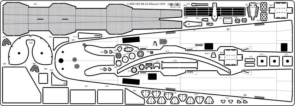 Pontos 23005F1 USS BB-61 Iowa 1944 Detail Up Set (20B Deck Blue stained wooden deck) 1/200 – immagine 21