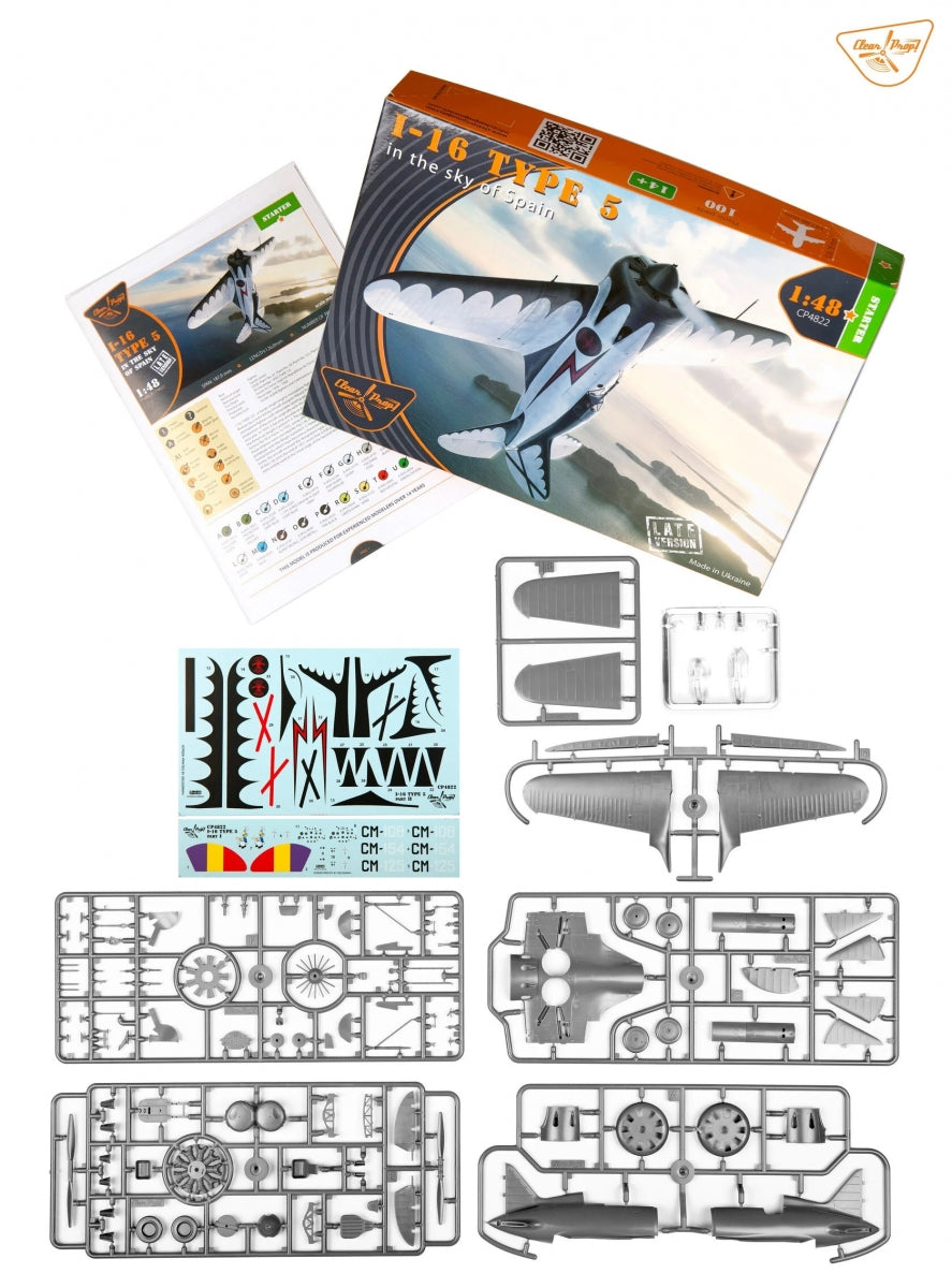 Clear Prop! CP4822 I-16 type 5 (in the sky of Spain late version) STARTER KIT 1/48 – immagine 3
