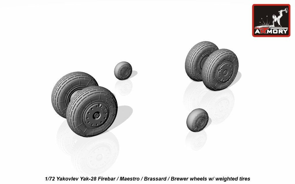 Armory Models AW72047 Yakovlev Yak-28 wheels w/ weighted tires 1/72 – immagine 4