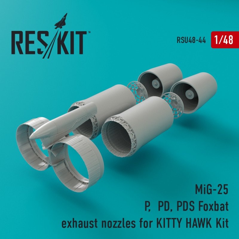 RESKIT RSU48-0044 Buses d'échappement Foxbat pour MiG-25 P, PD, PDS, kit Kitty Hawk 1/48