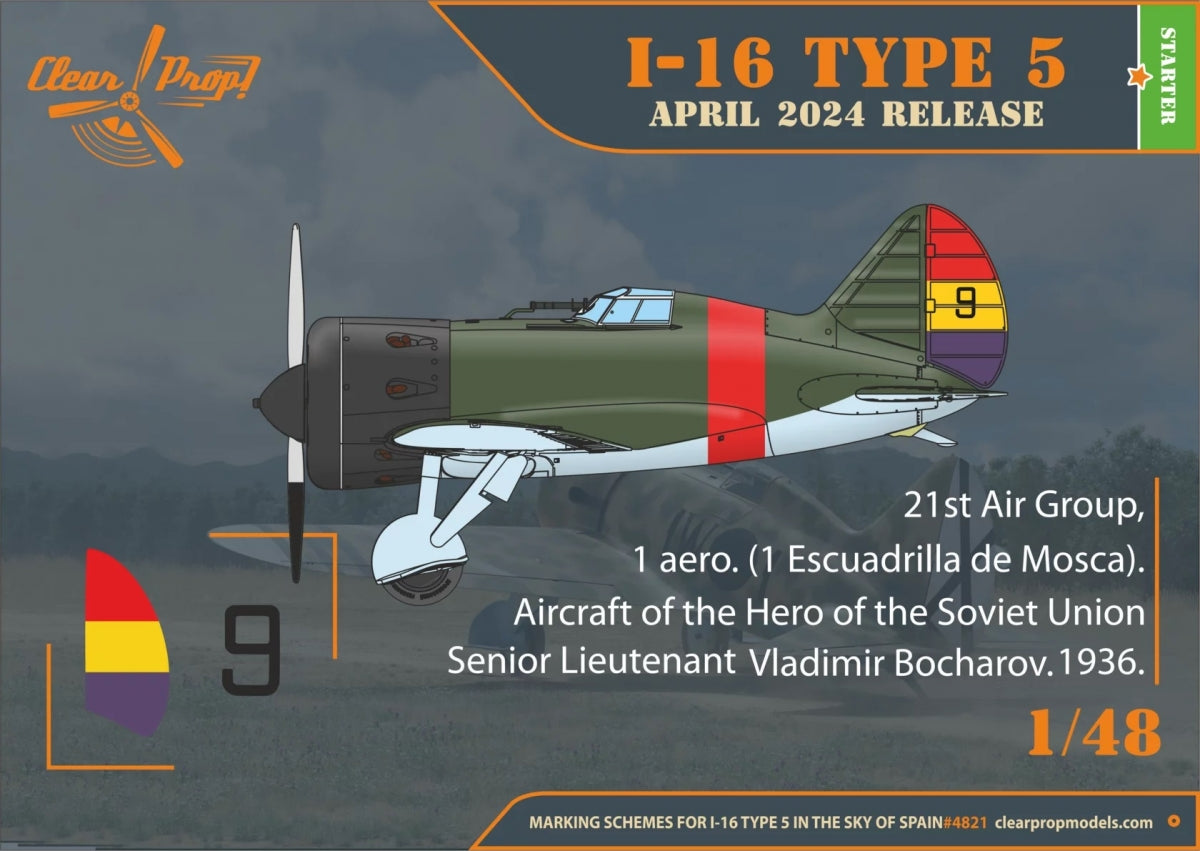 Clear Prop! CP4821 I-16 type 5 (in the sky of Spain early version) STARTER KIT 1/48 – Bild 10
