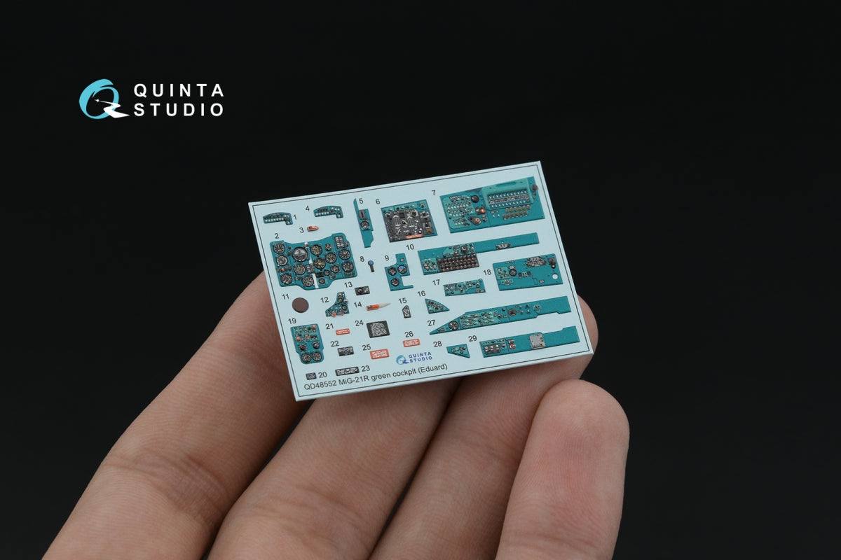 Quinta Studio QD+48552 MiG-21R (green cockpit panels) 3D-Printed &amp;amp; coloured Interior on decal paper (Eduard) (with 3D-printed resin parts) 1/48 – imagen 3