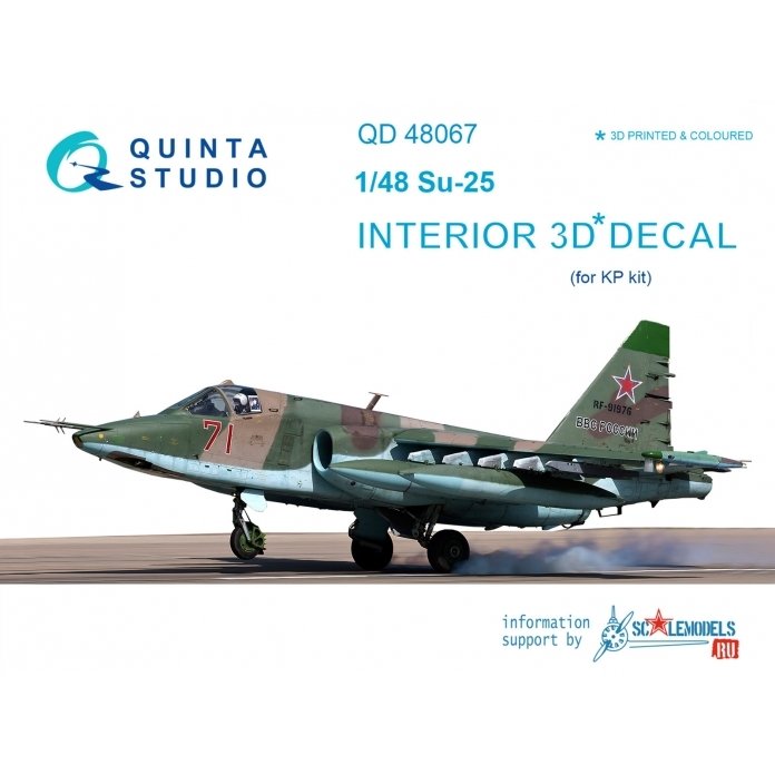 Quinta Studio QD48067 Su-25 3D-Printed &amp;amp; colored Interior on decal paper (for KP kit) 1/48