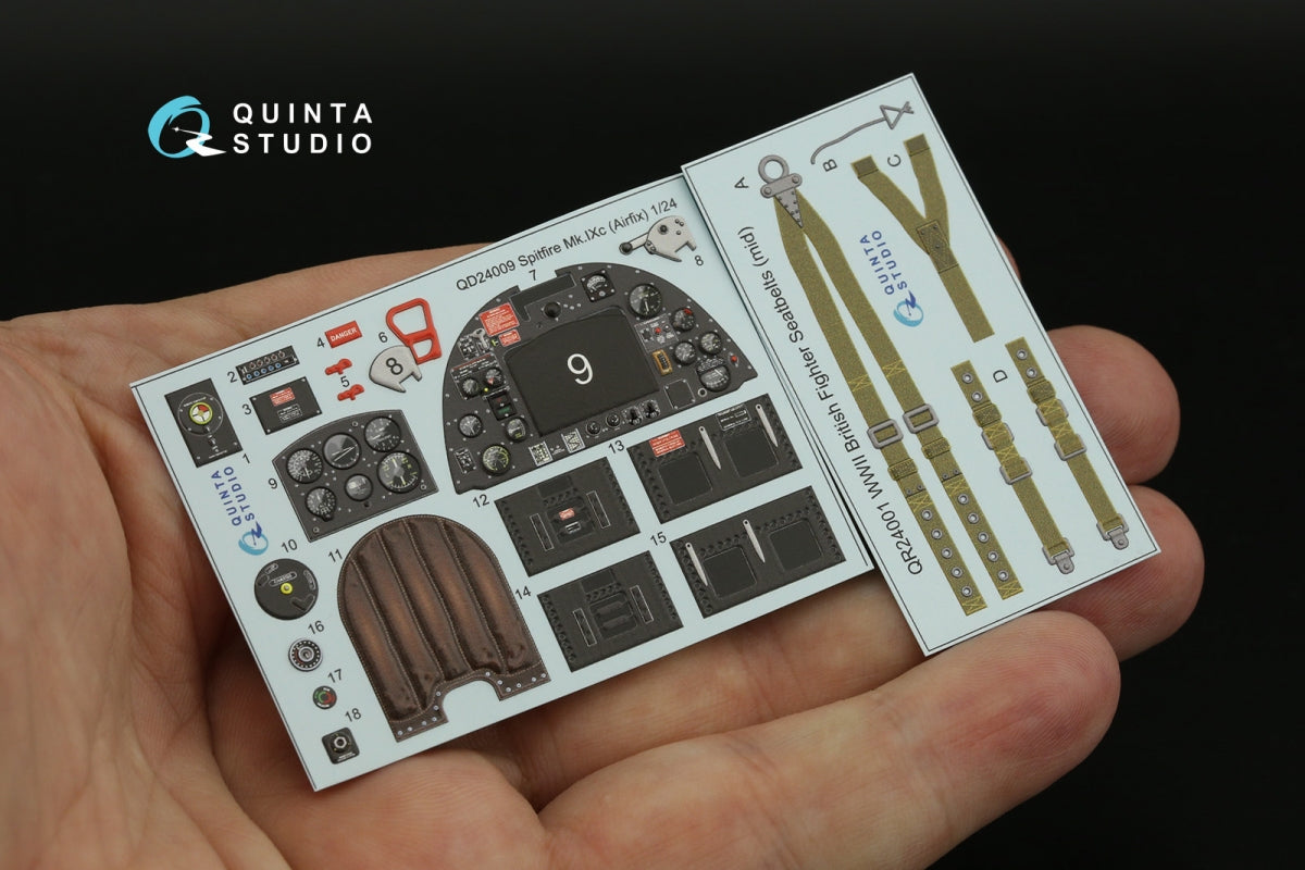 Quinta Studio QD24009 Spitfire Mk.IXc 3D-Printed &amp;amp; coloured Interior on decal paper (Airfix) 1/24 – immagine 9