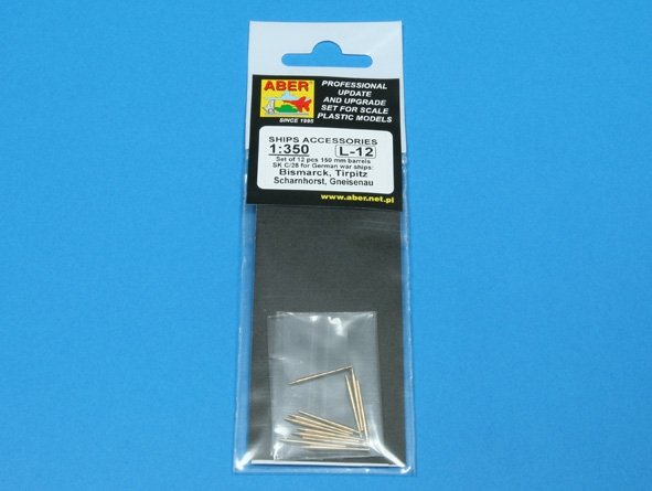 Aber 350L-12 Set of 12 pcs 150 mm barrels for German ships: Bismarck, Tirpitz, Scharnhorst, Gneisenau 1/350 – imagen 4