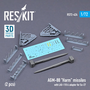 RESKIT RS72-0424 AGM-88 &amp;quot;HARM&amp;quot; MISSILES WITH LAU-118 &amp;amp; ADAPTER FOR SU-27 (2 PCS) 1/72 – Bild 2