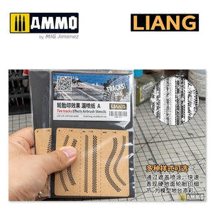 Liang 0011 Tire Tracks Effects Airbrush Stencils B – imagen 2