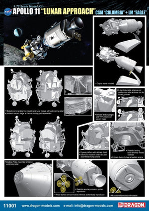 Dragon 11001 Apollo 11 &amp;quot;Lunar Approach&amp;quot; CSM &amp;quot;Columbia&amp;quot; + LM &amp;quot;Eagle&amp;quot; 1/72 – immagine 2