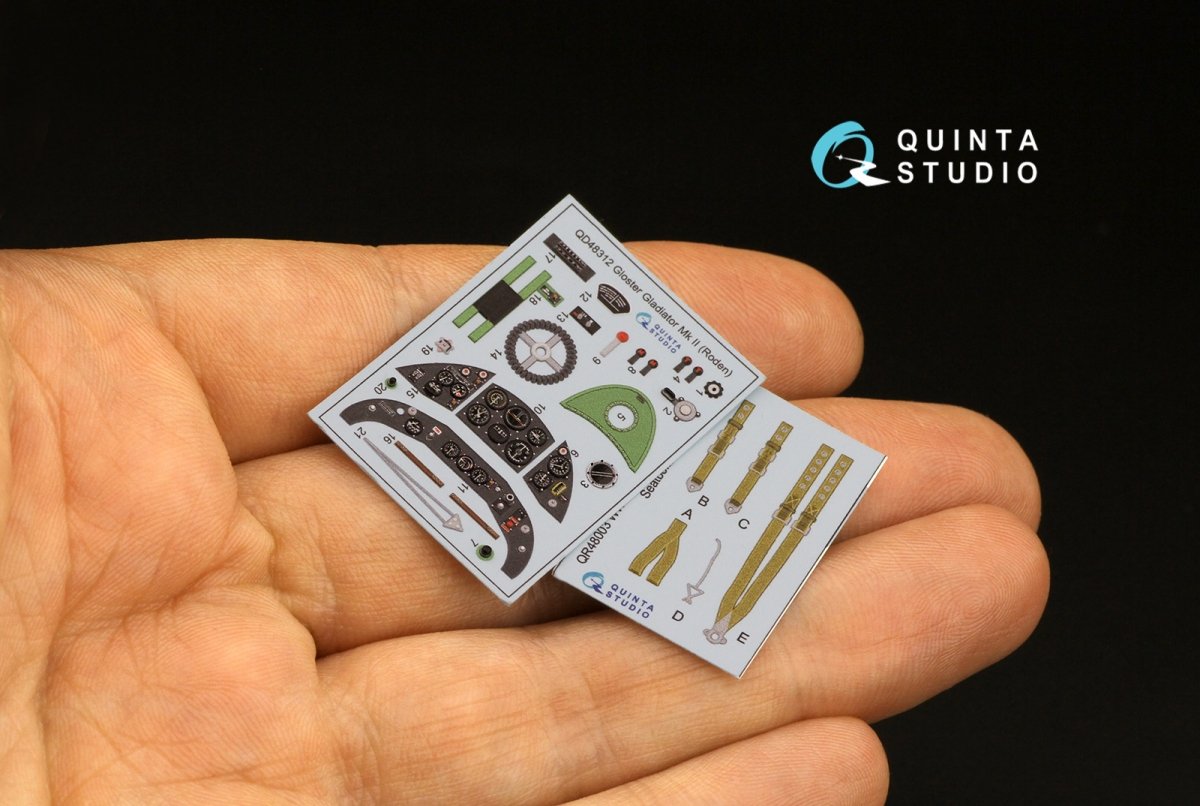 Quinta Studio QD48312 Gloster Gladiator MKII 3D-Printed &amp;amp; coloured Interior on decal paper (Roden) 1/48 – immagine 5