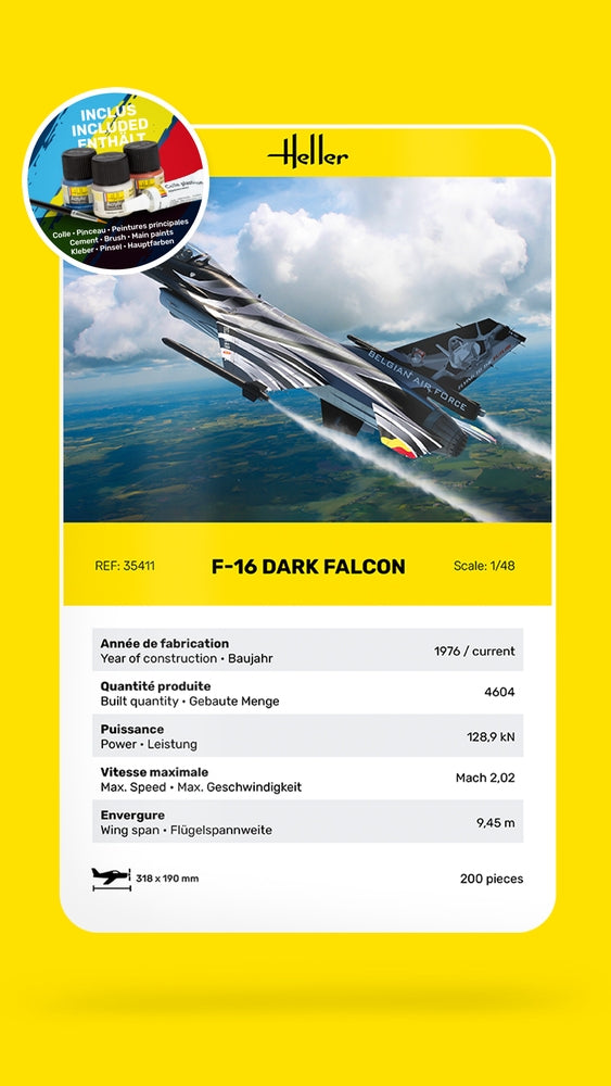 Heller 35411 F-16 Dark Falcon - Starter Kit 1/48 – immagine 7