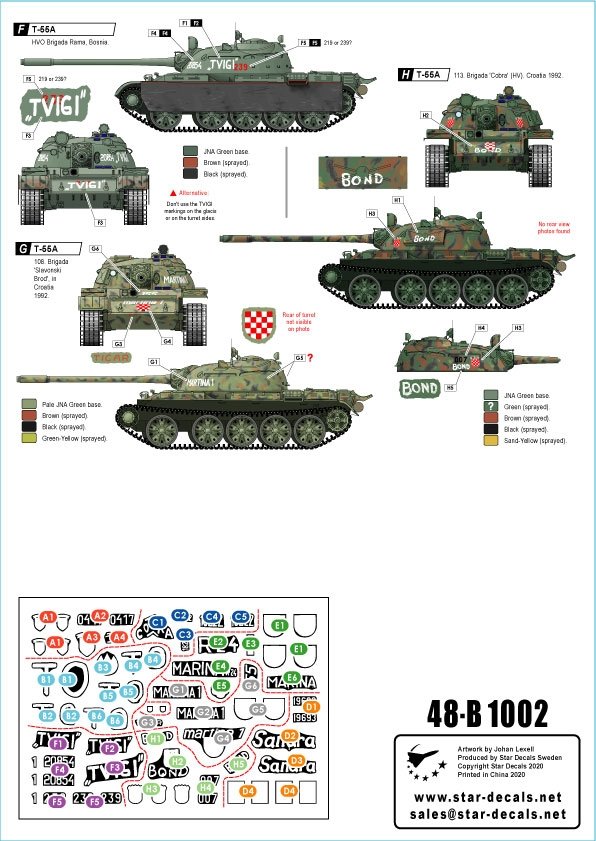 Star Decals 48-B1002 T-55A Tanks # 2. Balkan War. War in the Balkans and Ex-Yugoslavia 1/48 – zdjęcie 2