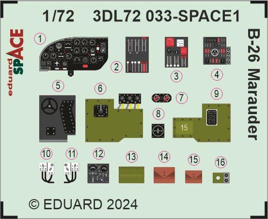 Eduard 3DL72033 B-26 Marauder SPACE EDUARD, HASEGAWA 1/72