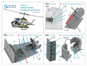 Intérieur imprimé en 3D et coloré sur papier décalcomanie Quinta Studio QD48286 UH-1C (HobbyBoss) 1/48 – image 2
