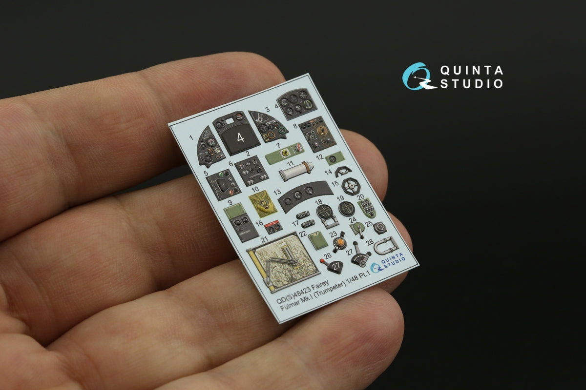 Quinta Studio QDS-48423 Fairey Fulmar Mk.I 3D-Printed &amp;amp; coloured Interior on decal paper (Trumpeter) (Small version) 1/48 – immagine 8
