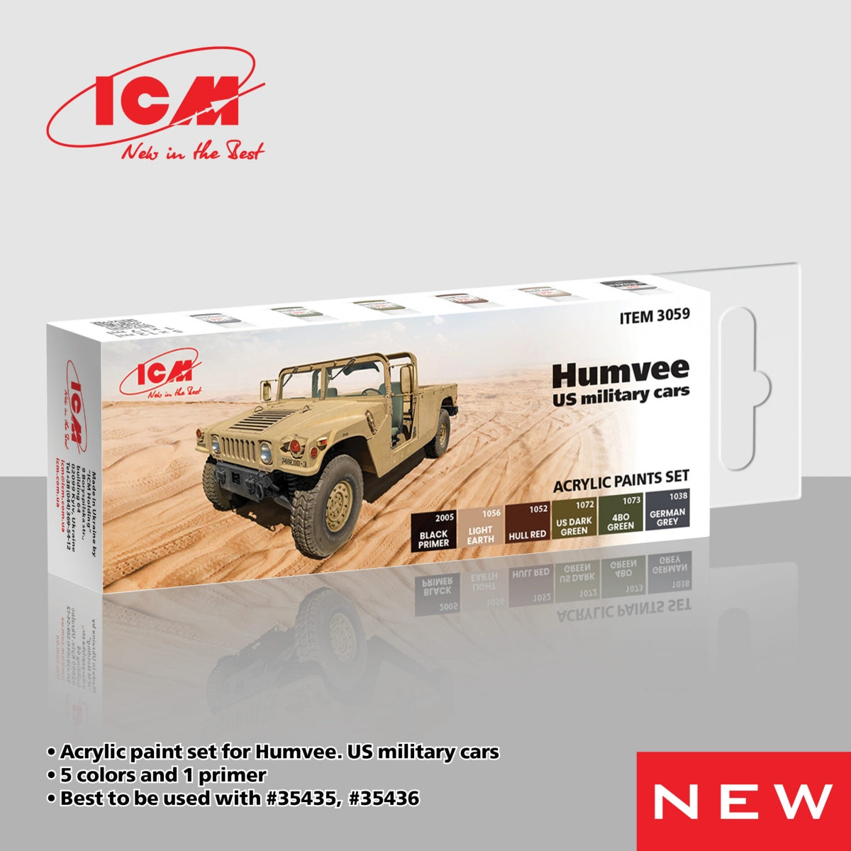 ICM 3059 Acrylic paints set for Humvee Us military cars 12 ml х 6