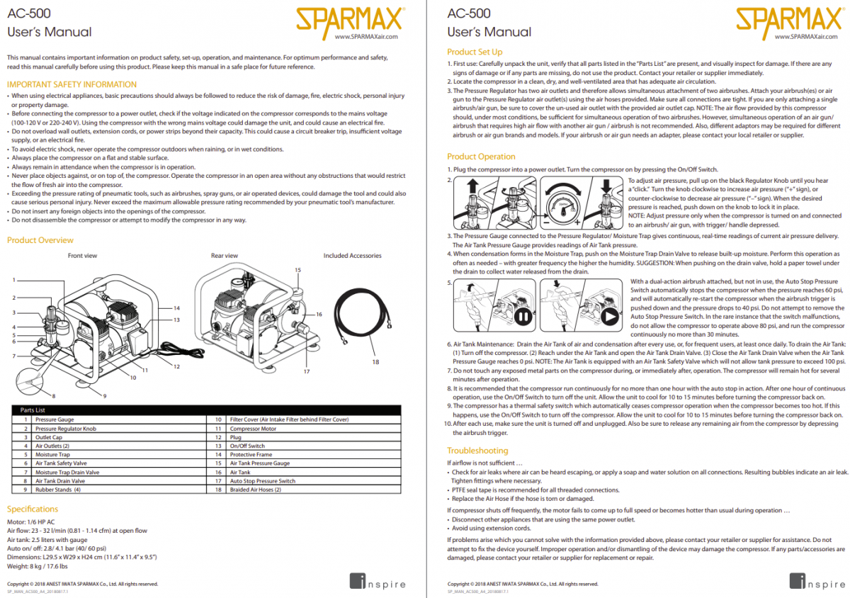 Sparmax AC500 Mini Air Compressor With 3m Hose – immagine 2
