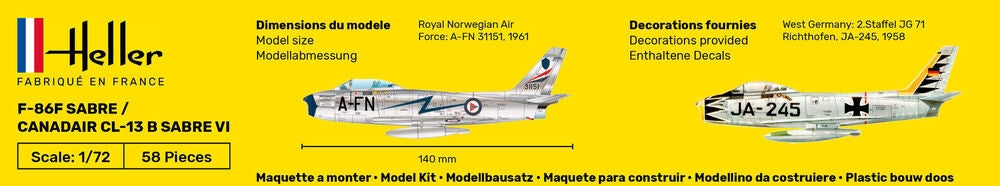 Heller 56277 F-86F SABRE / CANADAIR CL-13 B SABRE VI - Starter Kit 1/72 – Bild 6