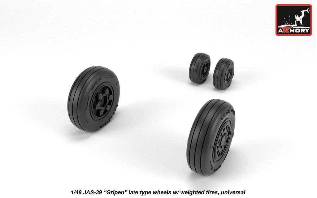 Armory Models AW48504 JAS-39 Gripen wheels w/ weighted tires, late 1/48 – immagine 2