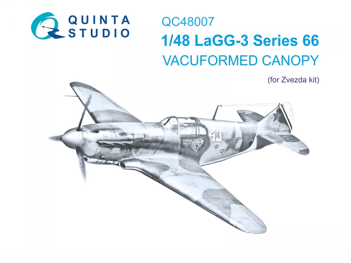 Quinta Studio QC48007 LaGG-3 Series 66 vacuumed clear canopy, 1 pcs, (Zvezda) 1/48