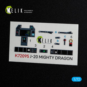 KELIK K72095 J-20 Mighty Dragon - décalcomanies 3D intérieures pour maquette Dream Model au 1/72  – image 2