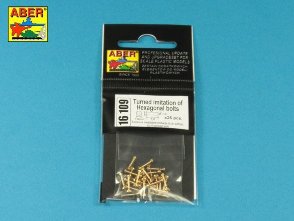 Aber 16109 Turned imitation of Hexagonal bolts 1,6 x 6,0 mm x 25 pcs. 1/16 – immagine 3