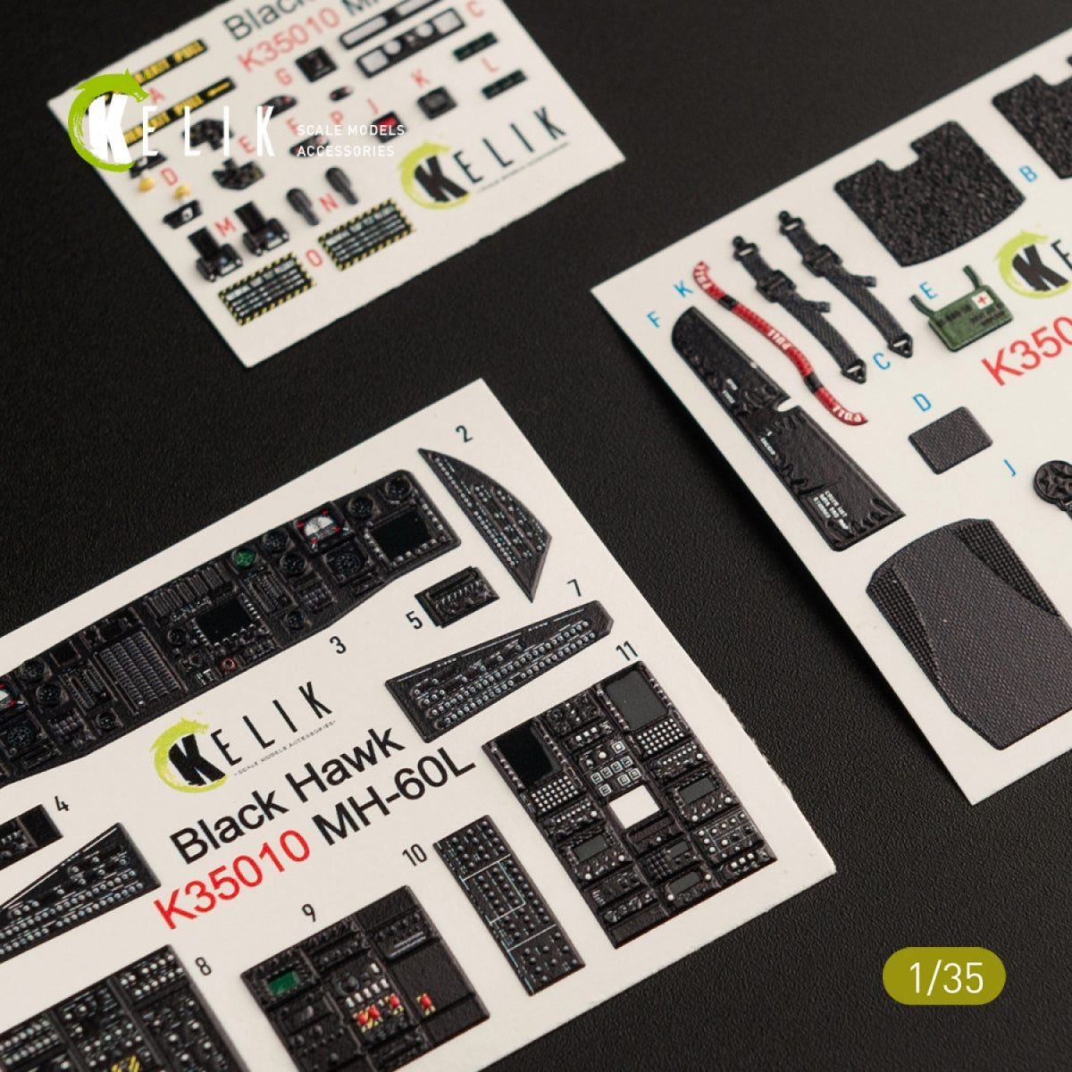 KELIK K35010 MH-60L BLACK HAWK INTERIOR 3D DECALS FOR KITTY HAWK KIT 1/35 – immagine 2