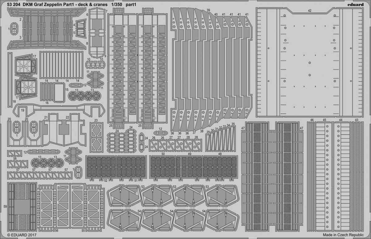 Eduard 53204 DKM Graf Zeppelin pt.1 deck &amp; jeraby TRUMPETER 1/350