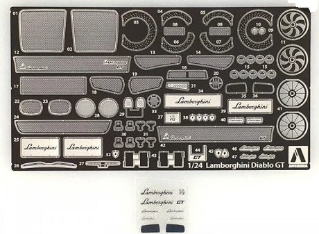 Pièces de détail communes pour Lamborghini Diablo Aoshima 05900, échelle 1/24  – image 2