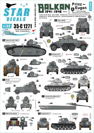 Star Decals 35-C1271 Balkans Seconde Guerre mondiale n° 2 1/35