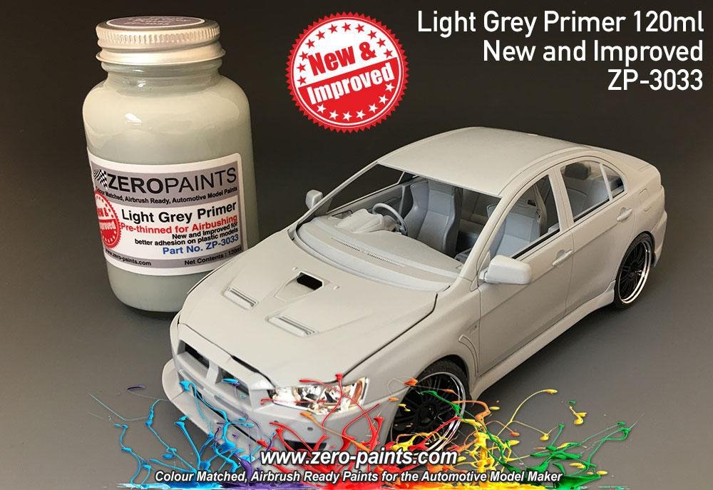 Zero Paints ZP-3033 Light Gray Primer 120ml Airbrush Ready - New and Improved